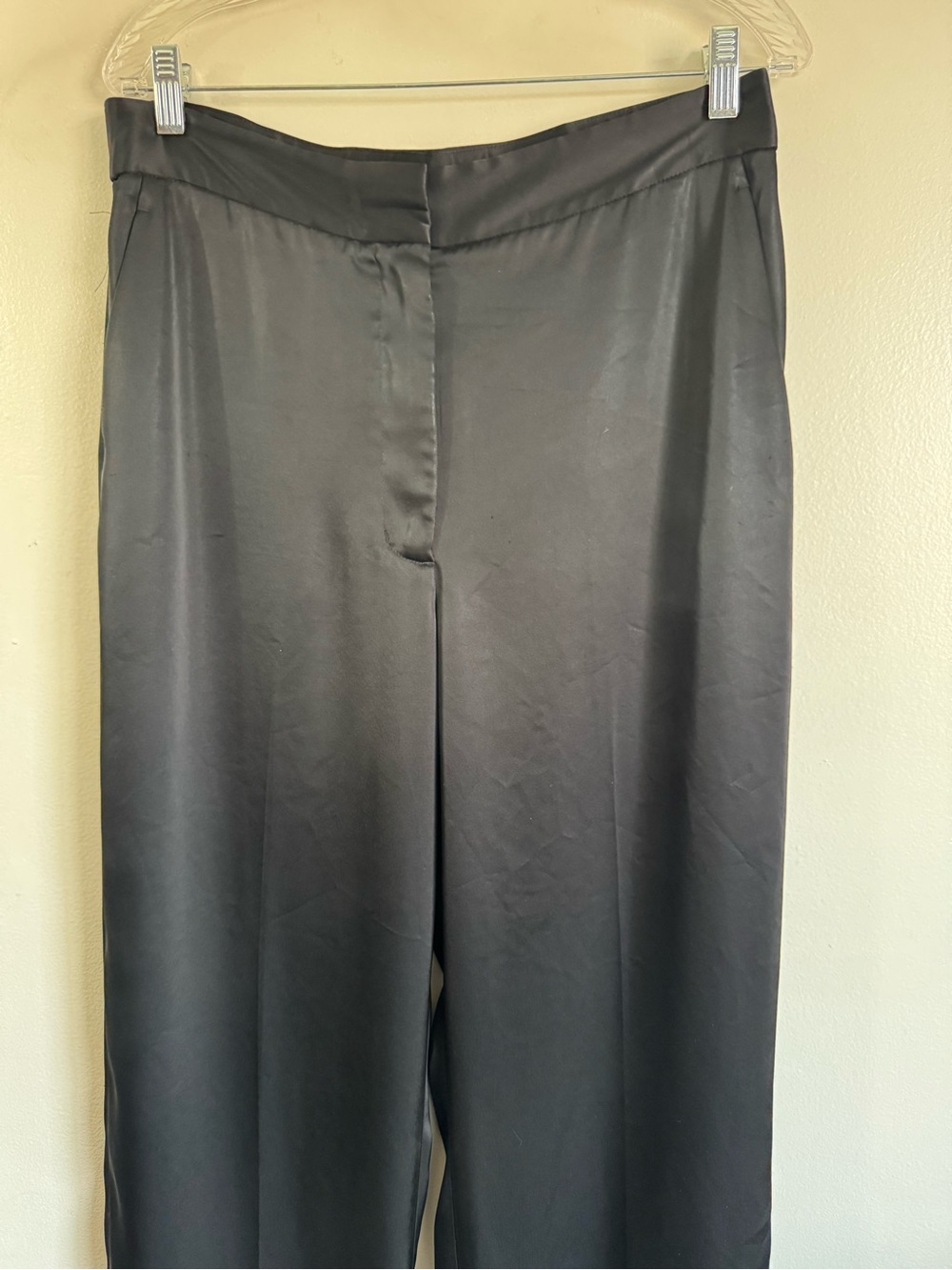 Aritzia Wilfred The Limitless Pant Satin Trousers Black Career Wide Leg Size 12 - Picture 5 of 16